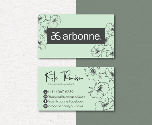 Retro Green Arbonne Card Custom, Personalized Arbonne Business Cards AB86