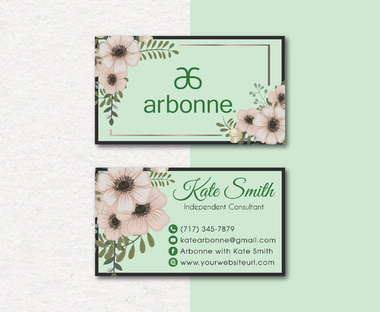 Classic Flower Arbonne Card Custom, Personalized Arbonne Business Cards AB88