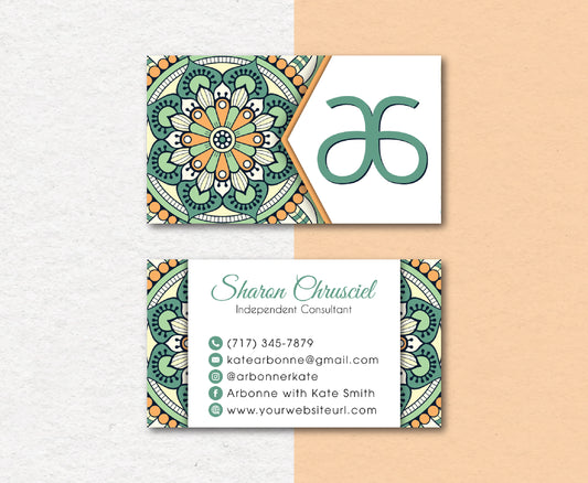 Mandala Style Arbonne Card Custom, Personalized Arbonne Business Cards AB89