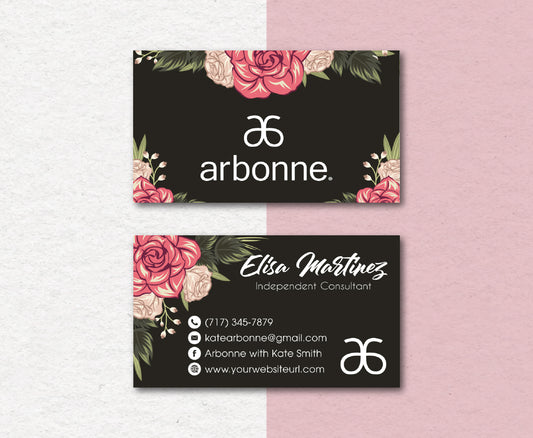Roses And Dark Blue Arbonne Card Custom, Personalized Arbonne Business Cards AB91