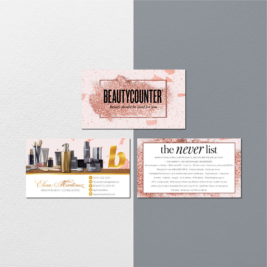 Pink Gillter Beautycounter Business Card, Personalized Beautycounter Business Cards BC100