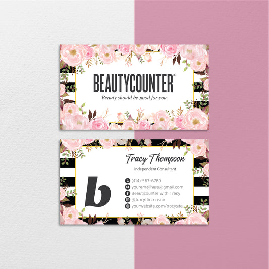 Flowerful Beautycounter Business Card, Personalized Beautycounter Business Cards BC103
