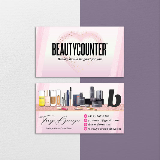 Pink Beautycounter Business Card, Personalized Beautycounter Business Cards BC109