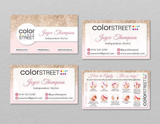 Pinky Color Street Business Cards, Color Street Nail Application Cards CL215