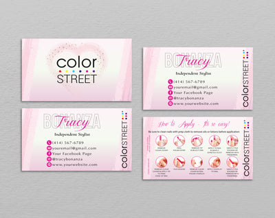 Pink Color Street Business Cards, Color Street Application Cards CL216
