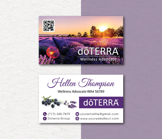 Personalized doTERRA Business Card, Essential Oils Cards, Custom QR Code, Digital File DT01
