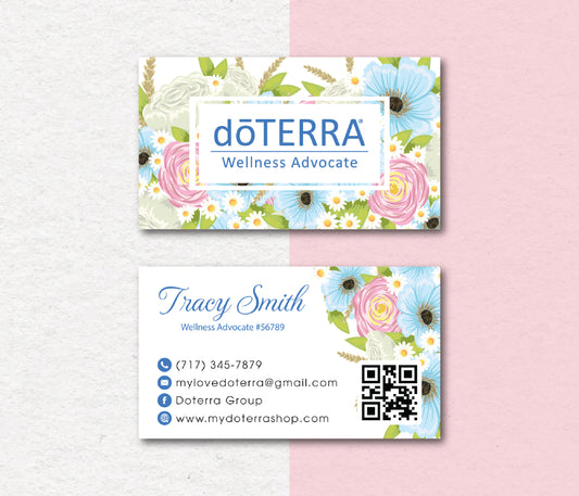 Personalized doTERRA Business Card, Essential Oils Cards, Custom QR Code, Digital File DT04