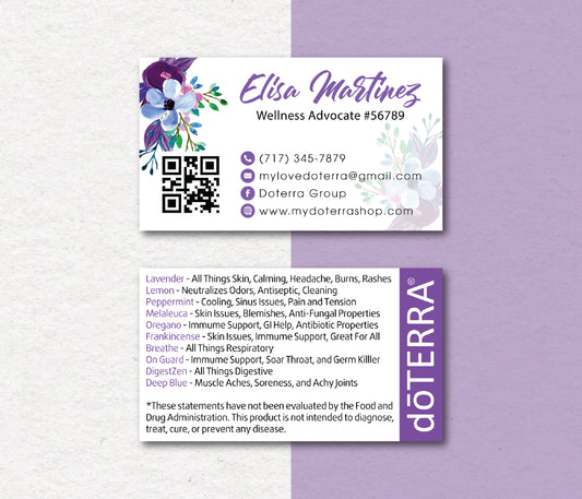 Personalized doTERRA Business Card, Essential Oils Cards, Custom QR Code, Digital File DT05