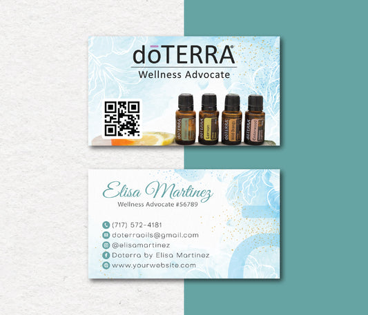 Personalized doTERRA Business Card, Custom QR Essential Oils Cards, Digital File DT123