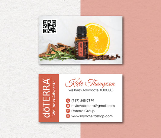 Personalized doTERRA Business Card, Essential Oils Cards, Custom QR Code, Digital File DT143