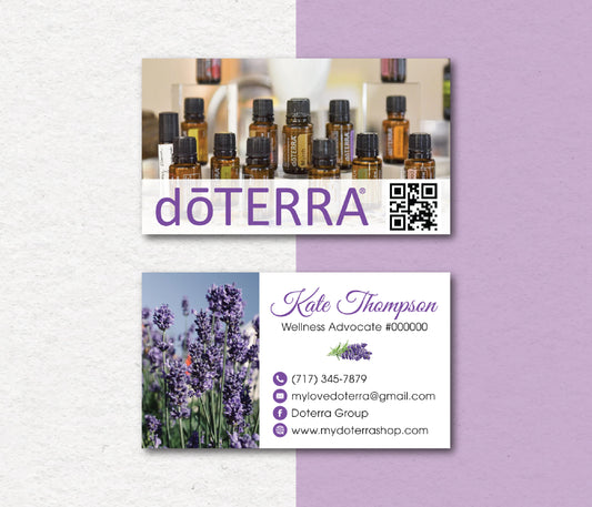 Personalized doTERRA Business Card, Essential Oils Cards, Custom QR Code, Digital File DT145