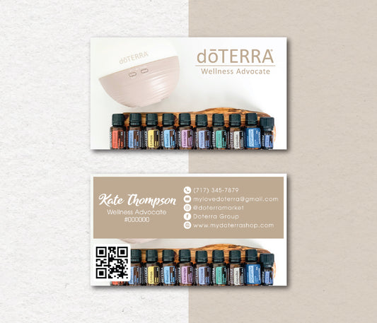 Personalized doTERRA Business Card, Essential Oils Cards, Custom QR Code, Digital File DT149