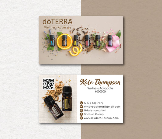 Personalized doTERRA Business Card, Essential Oils Cards, Custom QR Code, Digital File DT150