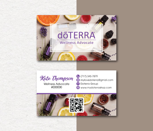Personalized doTERRA Business Card, Essential Oils Cards, Custom QR Code, Digital File DT23