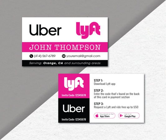 Uber And Lyft Custom Card, Modern Driver Card, Personalized Driver Business Cards LY11