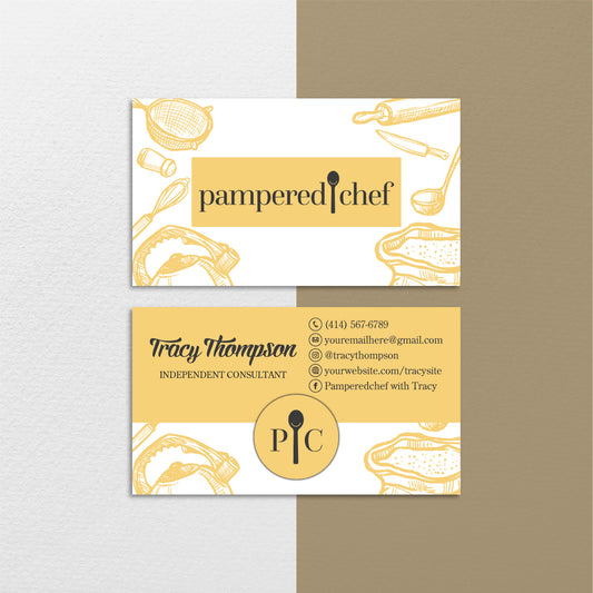 Yellow Pampered Chef Business Card, Personalized Pampered Chef Business Cards PPC18