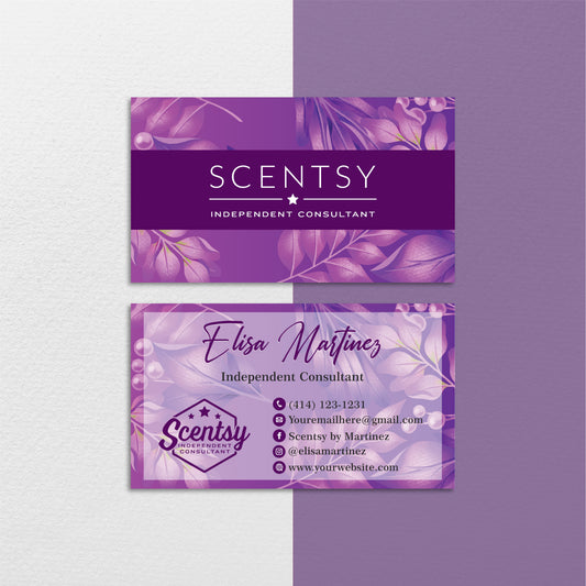 Purple Leaves Scentsy Business Card, Personalized Scentsy Business Cards SS22