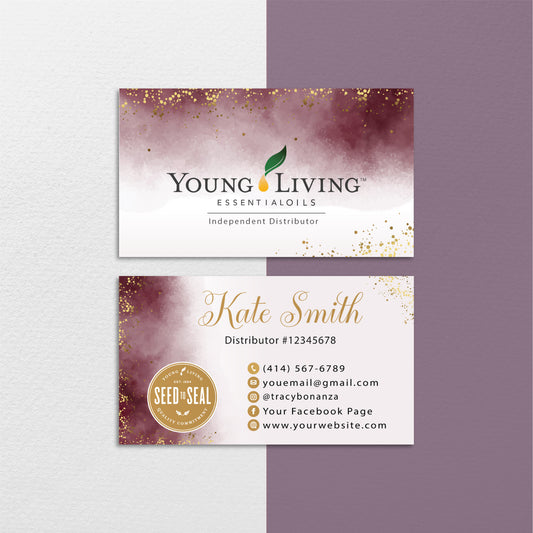 Luxury Purple Young Living Business Card, Personalized Young Living Business Cards YL71