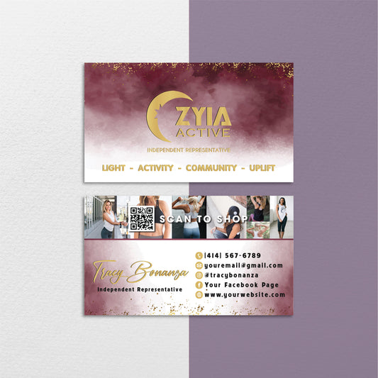Purpil Zyia Business Card, Personalized Zyia Active Cards, Printable Zyia QR Code Card ZA39