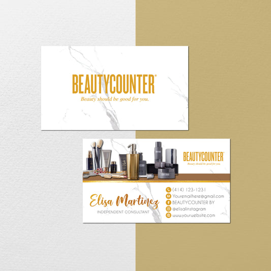 Gold Luxury Beautycounter Business Card, Personalized Beautycounter Business Cards BC101