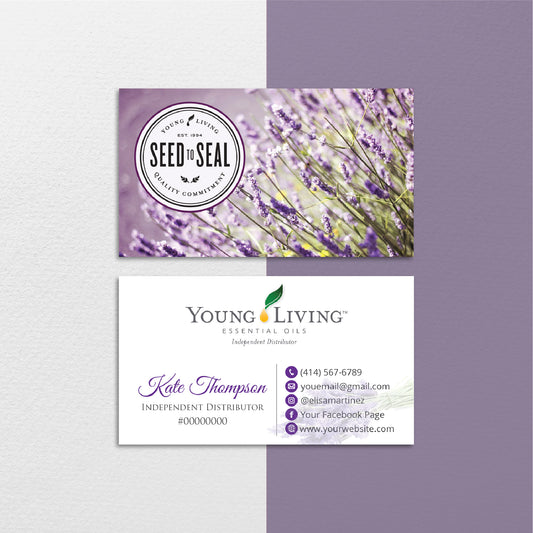 Lavender Flowers Young Living Business Card, Personalized Young Living Business Cards YL56