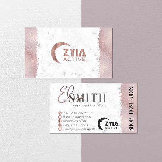 Pinky Gentle Zyia Business Card, Personalized Zyia Active Cards Custom QR Code ZA17