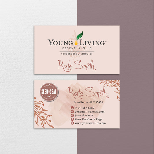 Leaves Business Card, Personalized Young Living Business Cards YL70