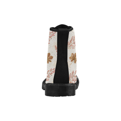 Fall Floral Boots, Bloomy Leaves Martin Boots for Women