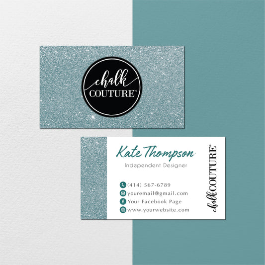Blue Luxury Chalk Couture Business Card, Personalized Chalk Couture Business Cards CC01