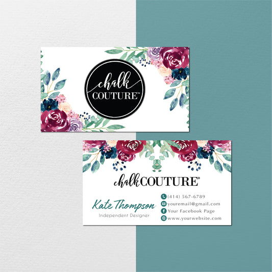 Floral Chalk Couture Business Card, Personalized Chalk Couture Business Cards CC06