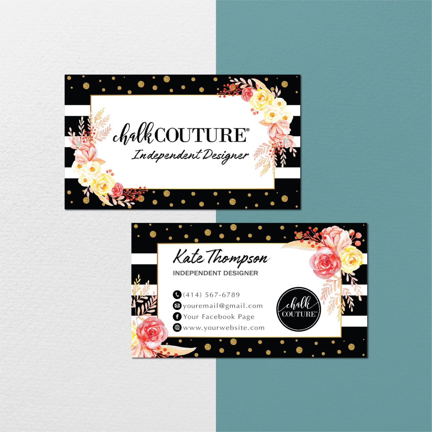 Luxury Chalk Couture Business Card, Personalized Chalk Couture Busines