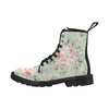 Green Pink Floral Boots, Watercolor Martin Boots for Women