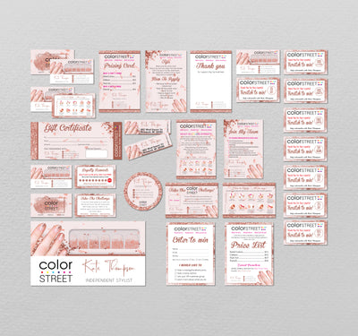 Glitter Color Street Marketing Bundle, Personalized Color Street Cards CL180