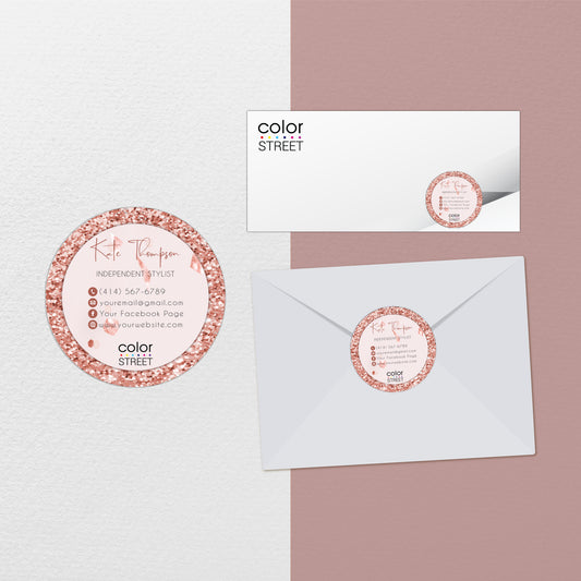 Glitter Color Street Envelop Seal - Stickers, Personalized Color Street Business Cards CL180