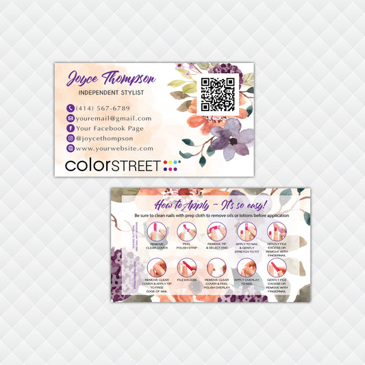 QR Code Color Street Business Cards, Color Street Nail Application Cards CL199