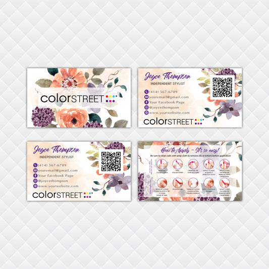 QR Code Color Street Business Cards, Color Street Nail Application Cards CL199