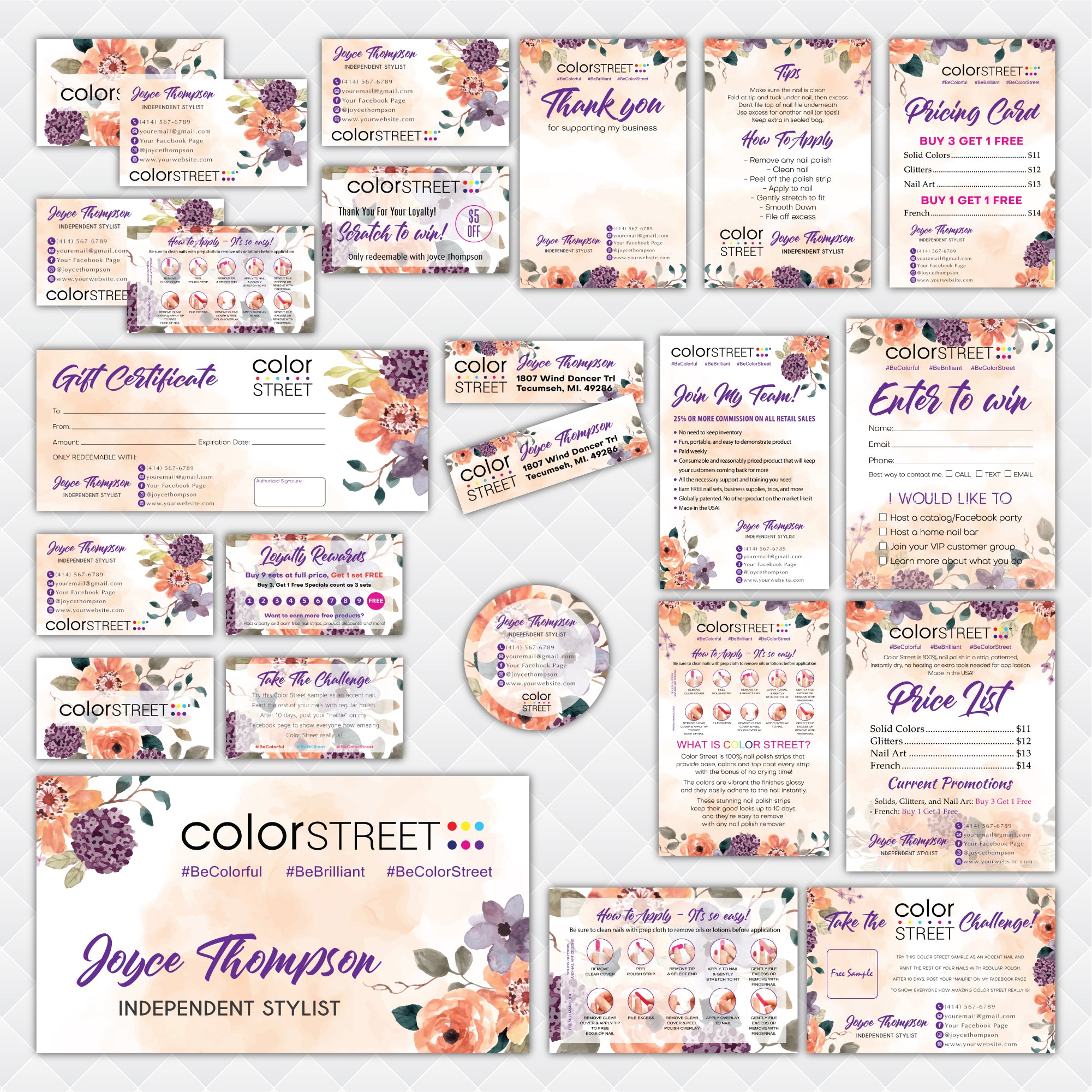 Color Street Marketing Package, Personalized Color Street Nail Cards CL199