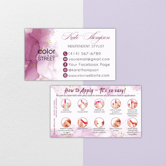 Watercolor Color Street Business Cards, Color Street Application Cards CL203