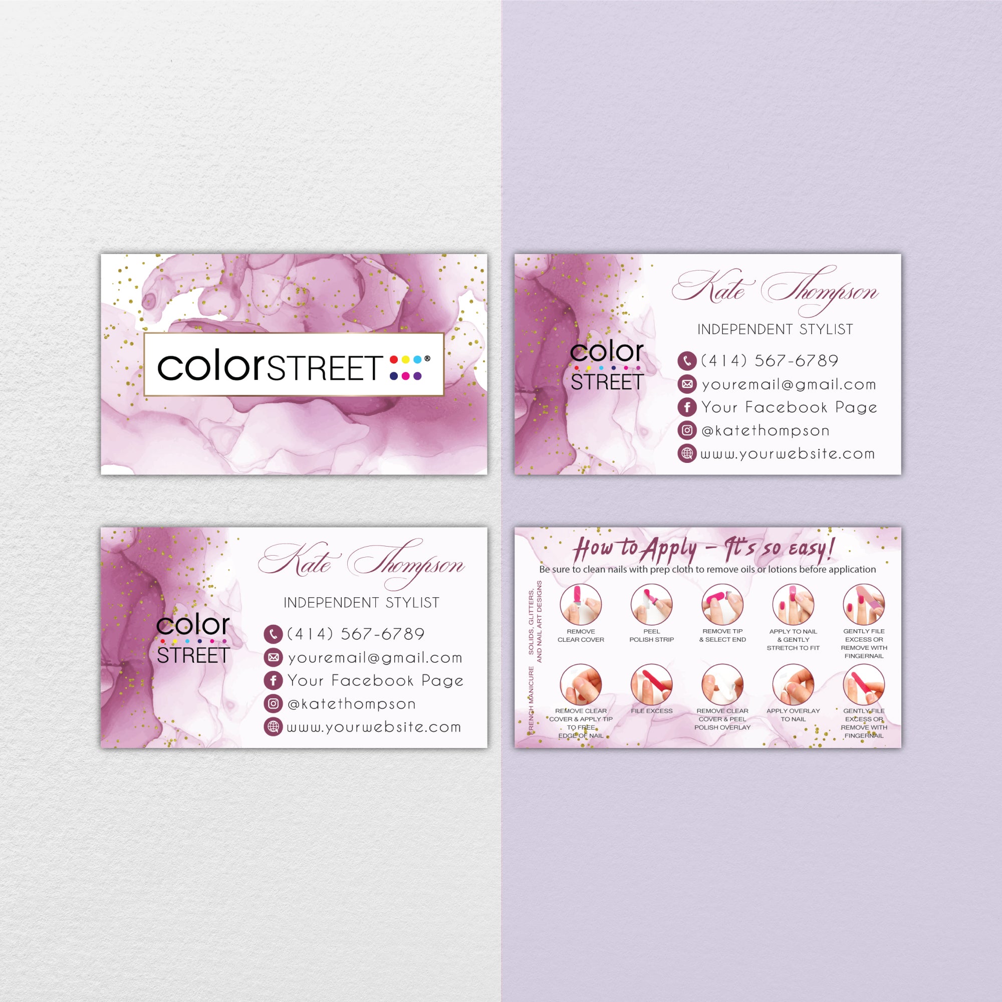 Watercolor Color Street Business Cards, Color Street Application Cards CL203