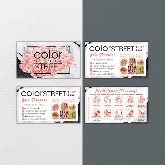 Custom Color Street Business Cards, Personalized Color Street Application Cards CL204