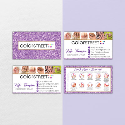 Printable Color Street Business Cards, Purple Color Street Application Card CL205