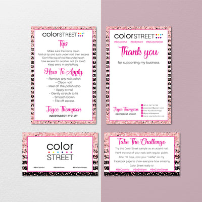 Glitter Color Street Marketing Package, Personalized Color Street Cards CL114
