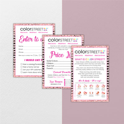 Glitter Color Street Marketing Package, Personalized Color Street Cards CL114