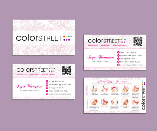 Mandala Color Street Business Cards QR Code, Color Street Application Cards CL217