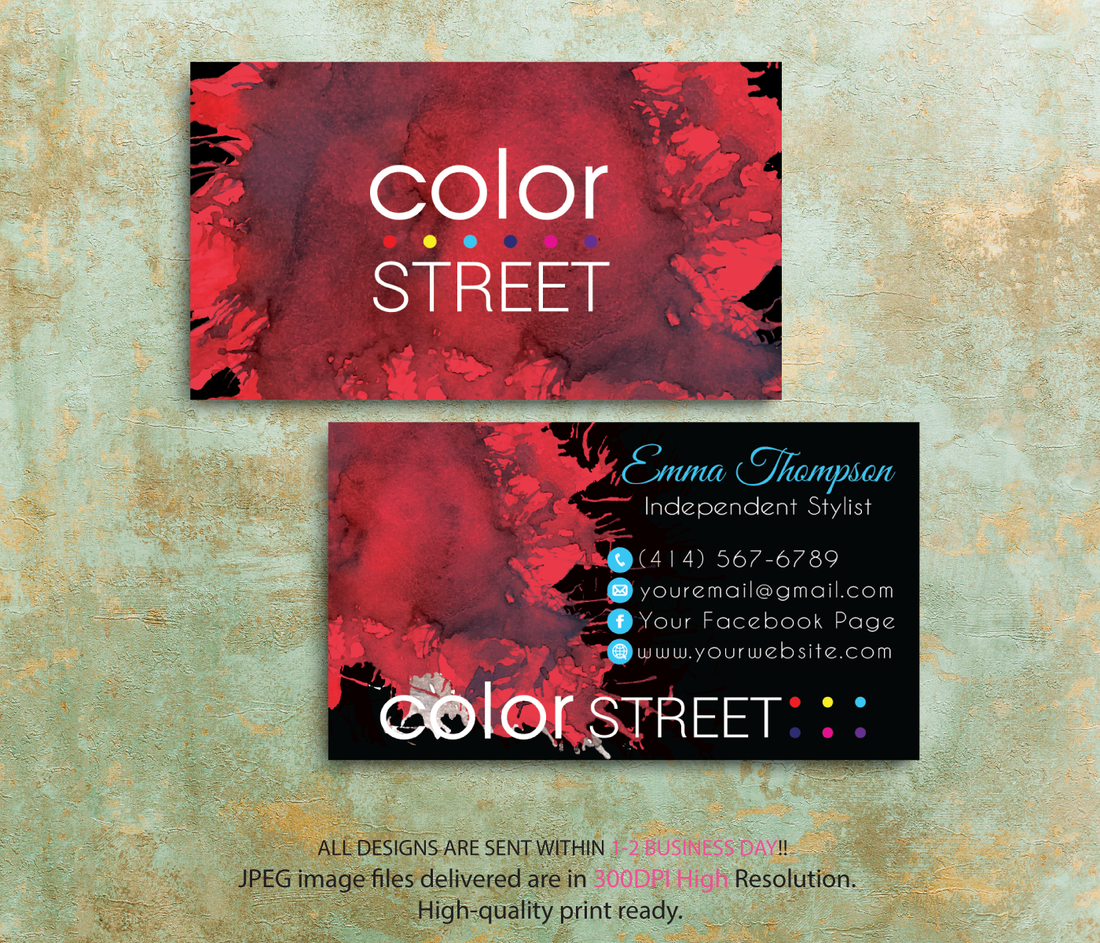 Personalized Color Street Application Cards, Color Street Business Card CL54