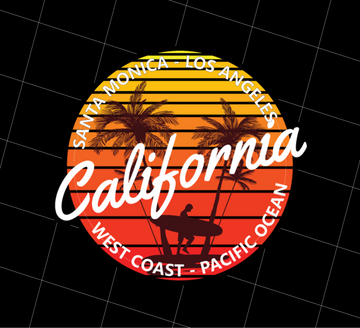 California Surfing Paradise Summer Mood With California Beach, Png Printable, Digital File