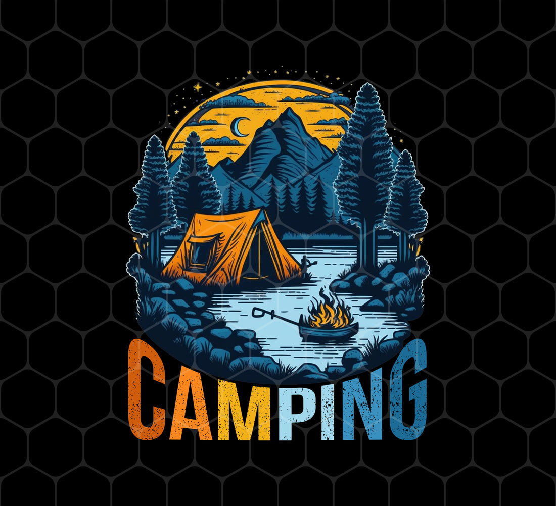 Products Camping In A Forest, Camping On Lake With Mountain, Png Printable, Digital File