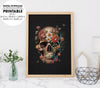 The Skull Covered By Flowers, Skull So Art With Flowers Blossom, Poster Design, Printable Art