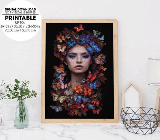 Full Body Portrait Of An Incredibly Beautiful Forest Nymph Painted, Poster Design, Printable Art