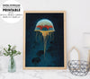 Cell Shading Jellyfish, Blink Jellyfish Under The Sea, Big Ocean, Poster Design, Printable Art